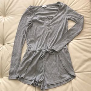 Tobi Grey Comfy Tie Waist Long Sleeve Romper